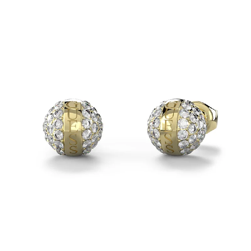 Lightweight Earrings For Comfortable Wear-Guess Gold Plated Stainless Steel 7mm Crystal Bead Stud Earrings