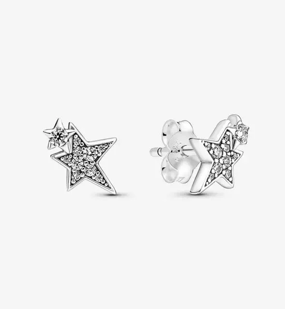 Sparkling Diamond Earrings For Special Occasions-Pandora Sparkling Asymmetric Stars Stud Earrings