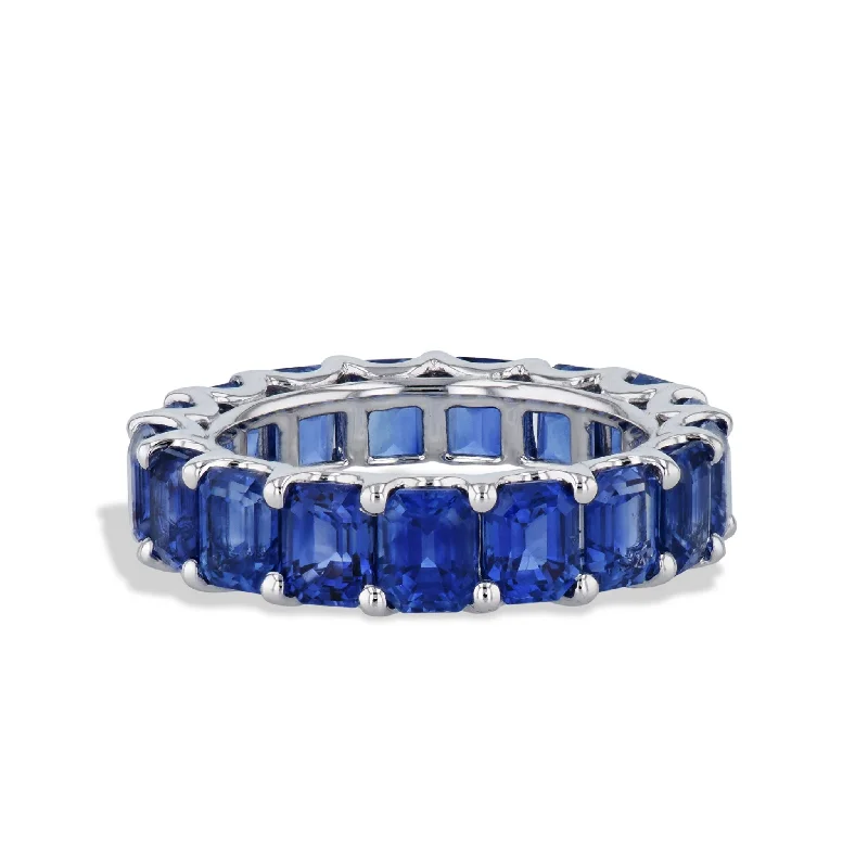 Timeless Platinum Wedding Rings For Lasting Love-Sapphire 18K White Gold Eternity Band Ring