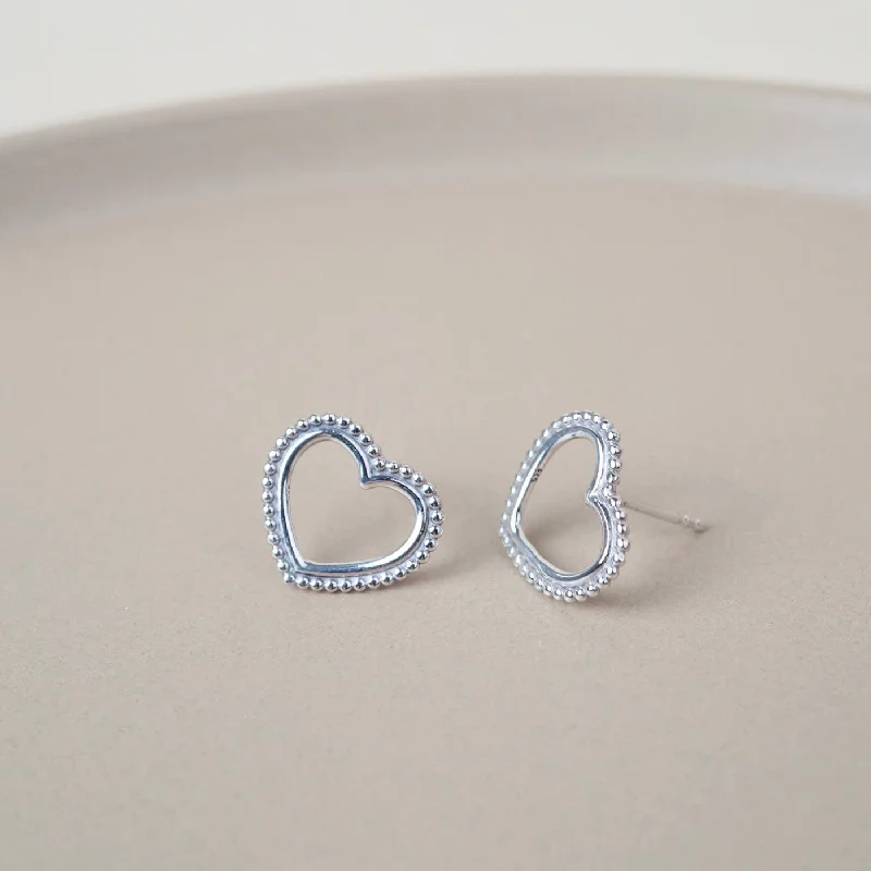 Designer Earrings For Exclusive Style-Dotty Heart Post Earrings