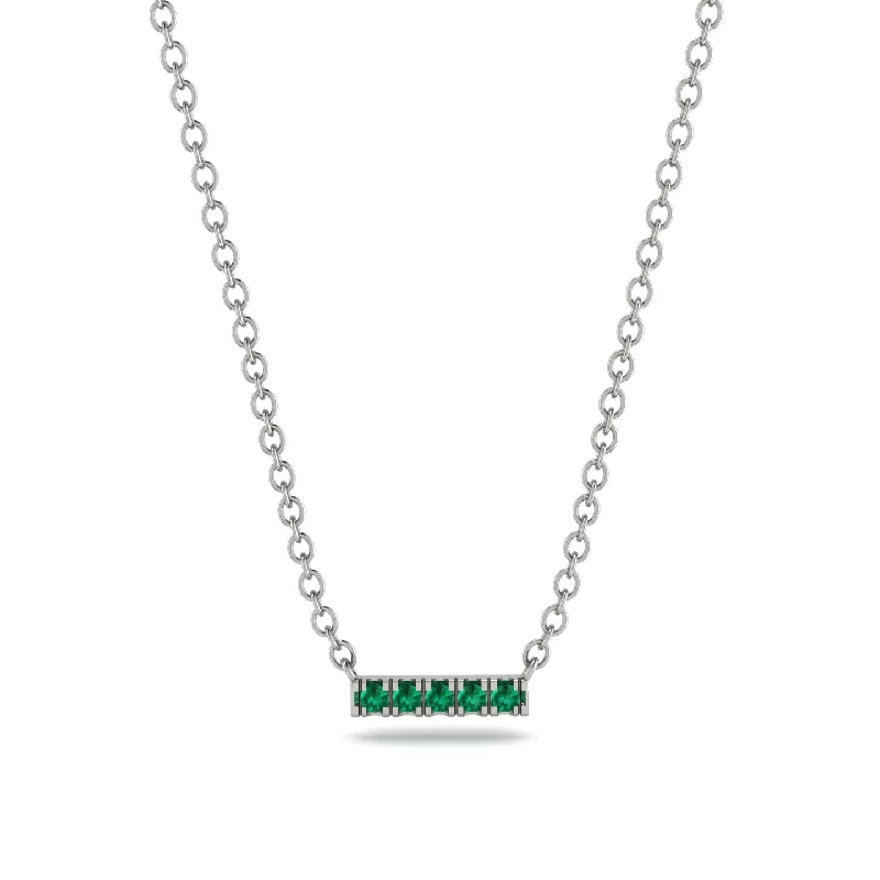 Small Emerald Necklace Bar With  - Zahra No. 6