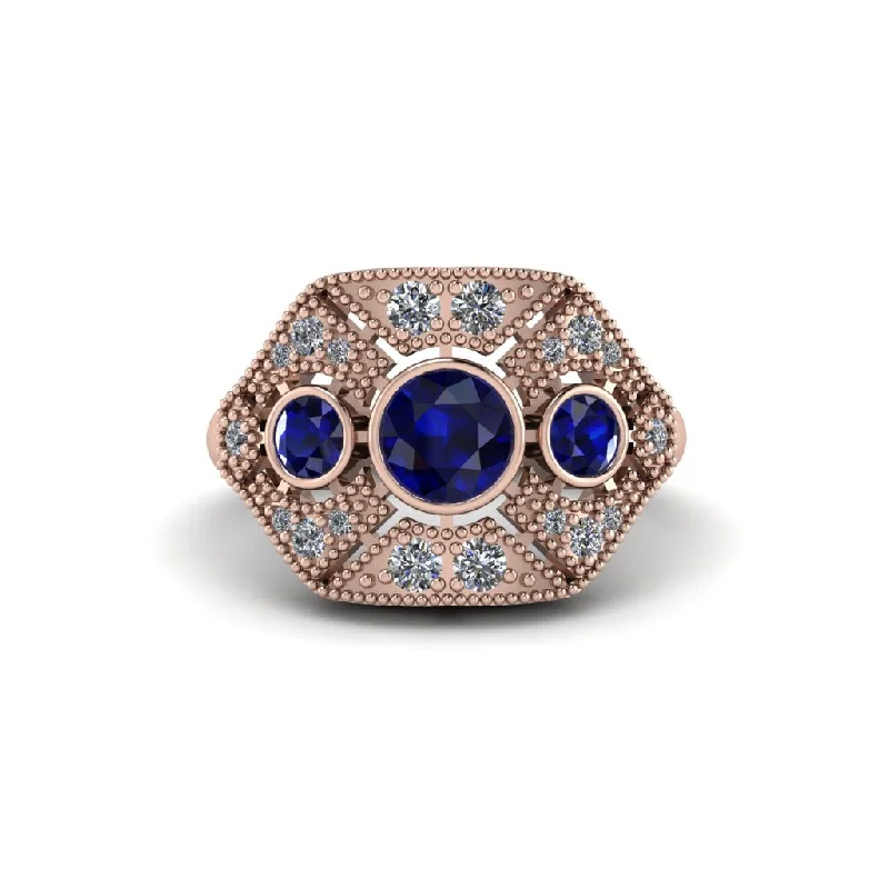 Beautiful Diamond Rings For Bridal Glam-Sapphire Art Deco Geometric Engagement Ring - Haven No. 14