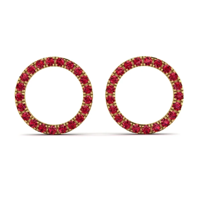 Unique Gemstone Earrings For Stylish Women-Circle Stud Ruby Earring - Lucille No. 10