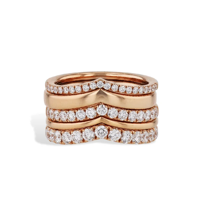 Timeless Wedding Bands For Lasting Love-5 Band Diamond Rose Gold Ring Set