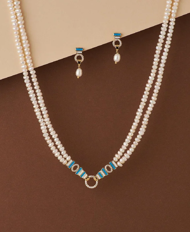 Simple and Elegant Real Pearl Necklace Set