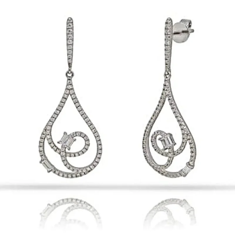 Unique Crystal Earrings For Special Occasions-White Gold Diamond Fancy Dangle Earrings