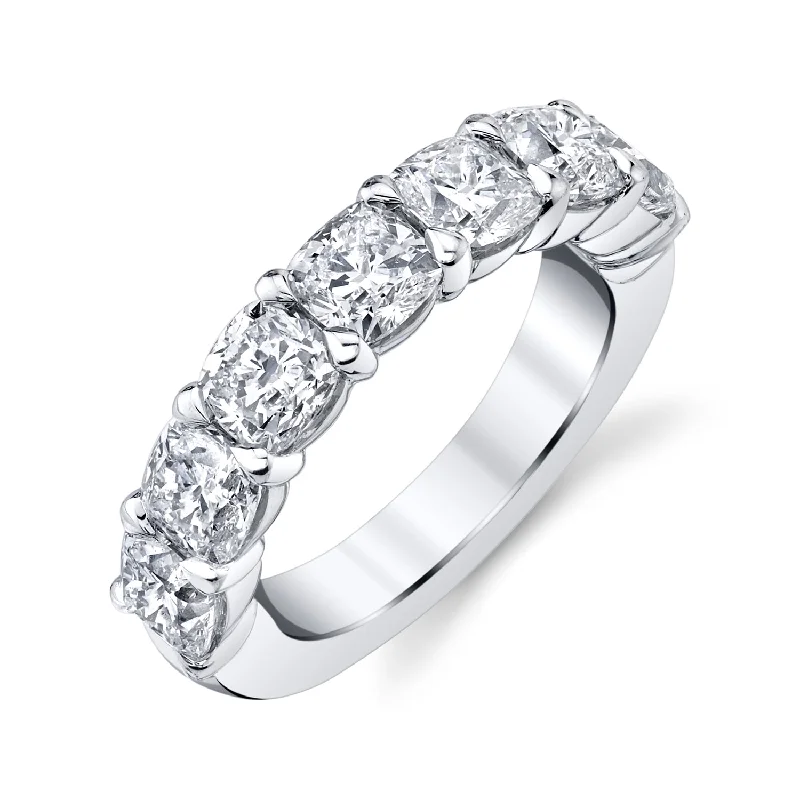 Stunning Rose Gold Wedding Bands For Fashion-Forward Brides-Seven Stone Cushion Cut Diamond Eternity Band