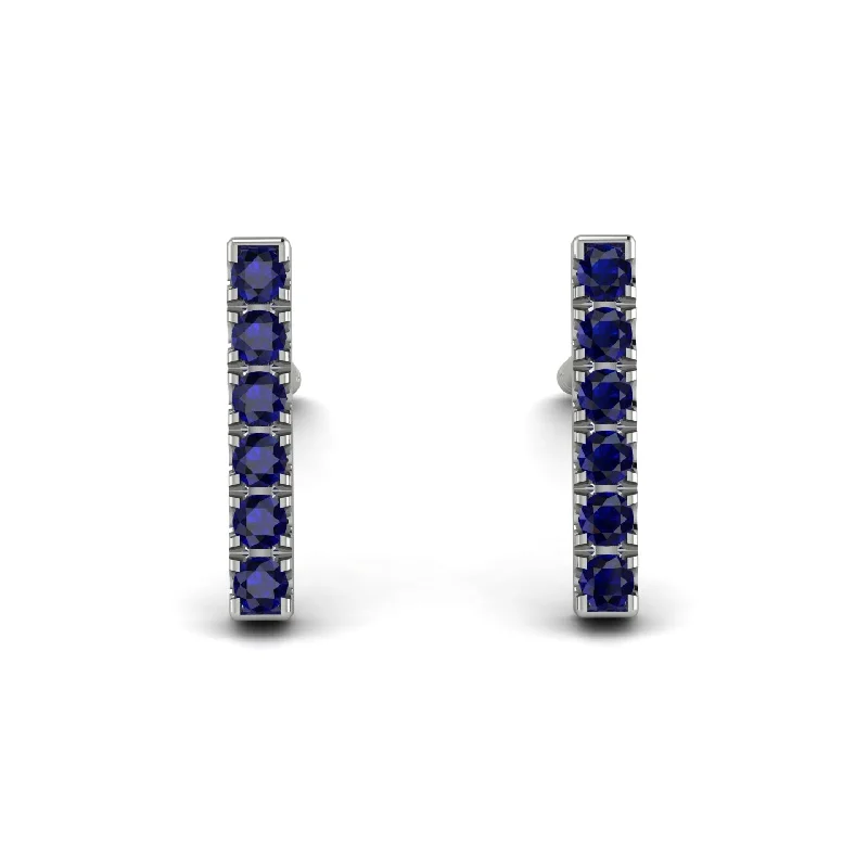 Silver Stud Earrings For Sophisticated Style-Geometrical Gold Bar Sapphire Earrings - Bonnie No. 15