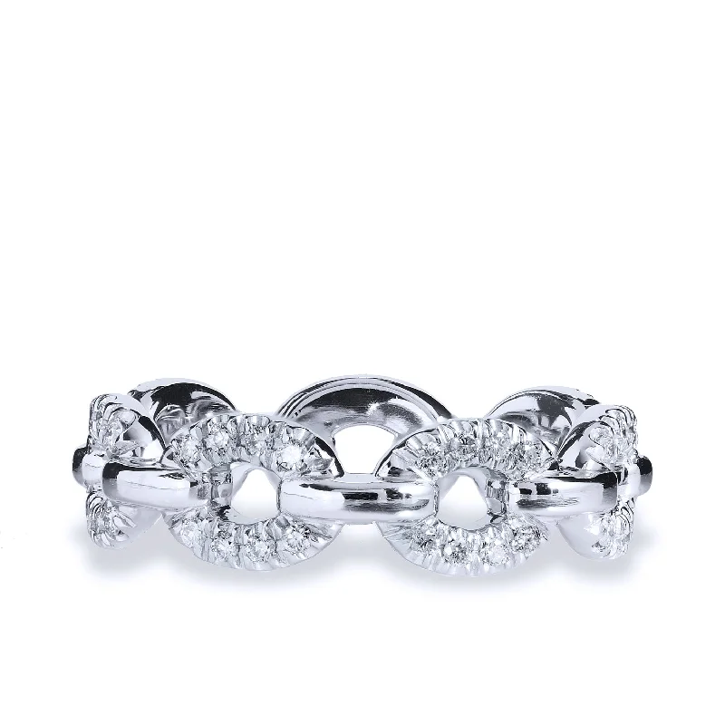 Gorgeous Gemstone Engagement Rings For Brides-Platinum and Diamond Link Band