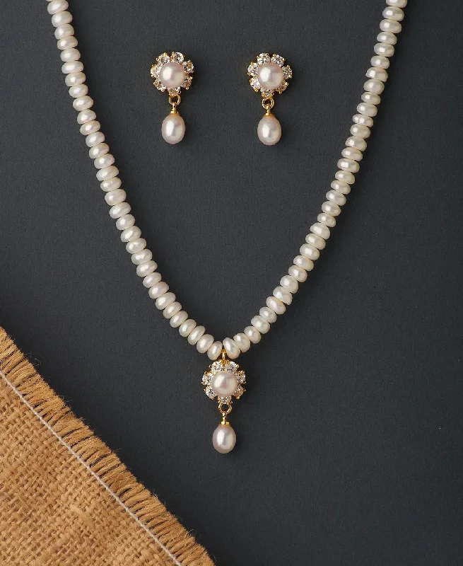 Floral Real Pearl Necklace Set