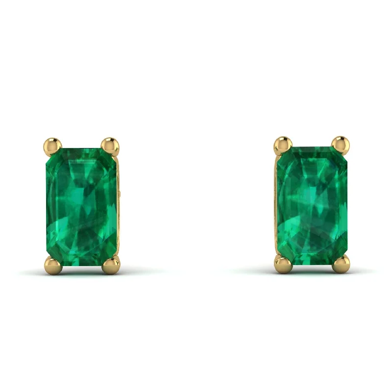 Sparkly Stud Earrings For Special Occasions-Hidden Diamonds Emerald Cut Emerald Earrings - Angel No. 64