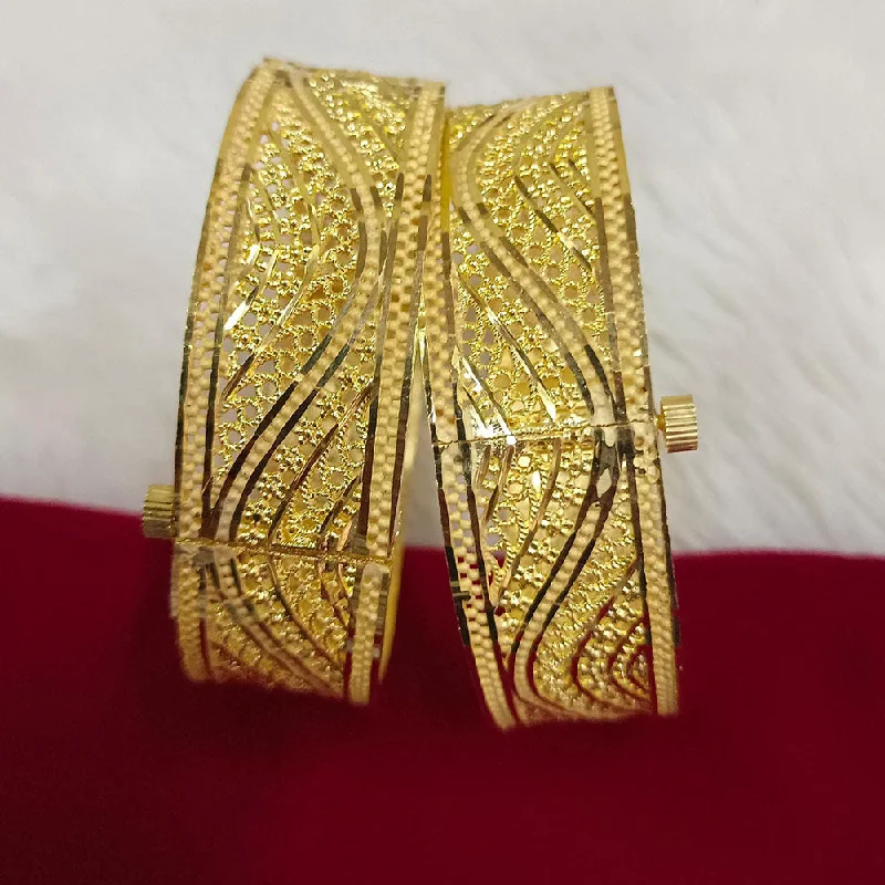 Custom Adjustable Gold Bangles For Comfortable Wear-Pari Art Jewellery Forming Openable Bangles Set