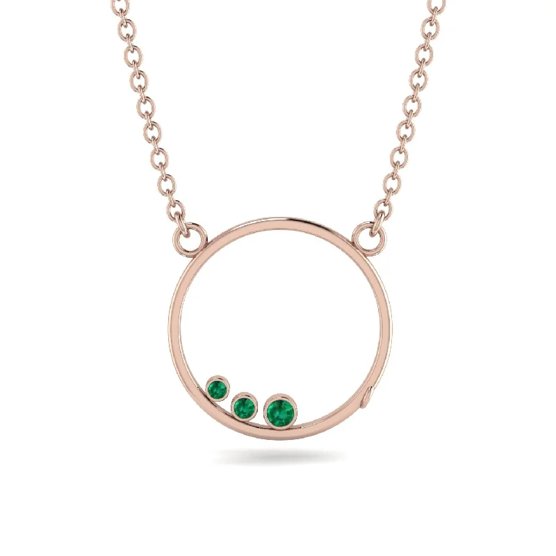 3 Emerald Round Necklace - Raina No. 5