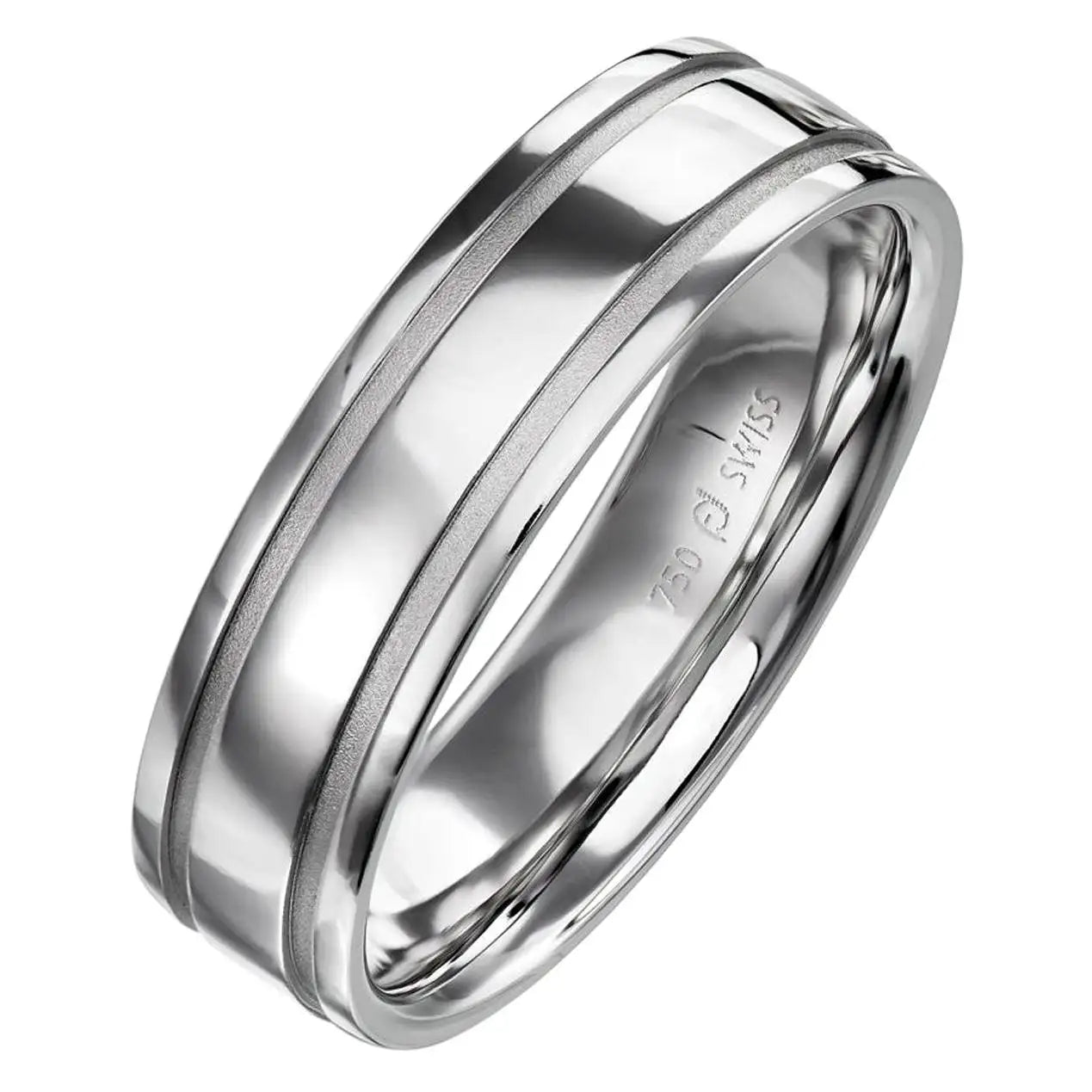 Sparkling Wedding Bands For Fashion-Forward Brides-18k White Gold 6mm Sandblasted Grooved Wedding Band Ring