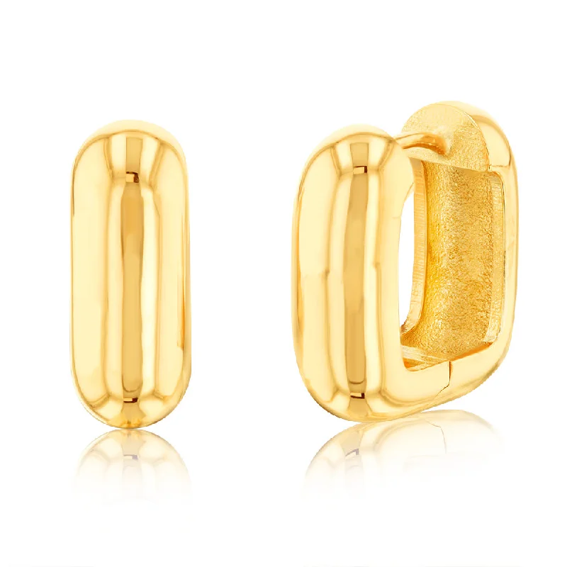 Crystal Drop Earrings For Sparkling Looks-9ct Yellow Gold Square Tube Huggies Hoop Earrings