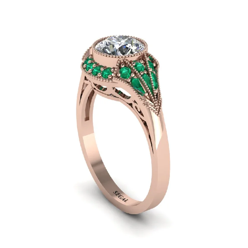 Vintage-Inspired Rings For Retro Glam-Emerald Vintage-Inspired Besel Engagement Ring - Makenzie No. 17