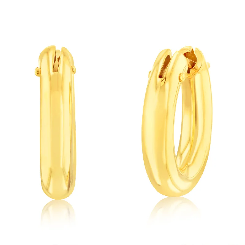 Elegant Crystal Earrings For Evening Wear-9ct Yellow Gold Polished Tube Hoop Earrings