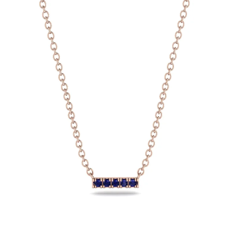 Small Sapphire Necklace Bar With  - Zahra No. 14