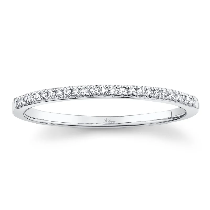 Classic Gold Wedding Rings For Lasting Love-0.08ct White Gold Diamond Pave Band