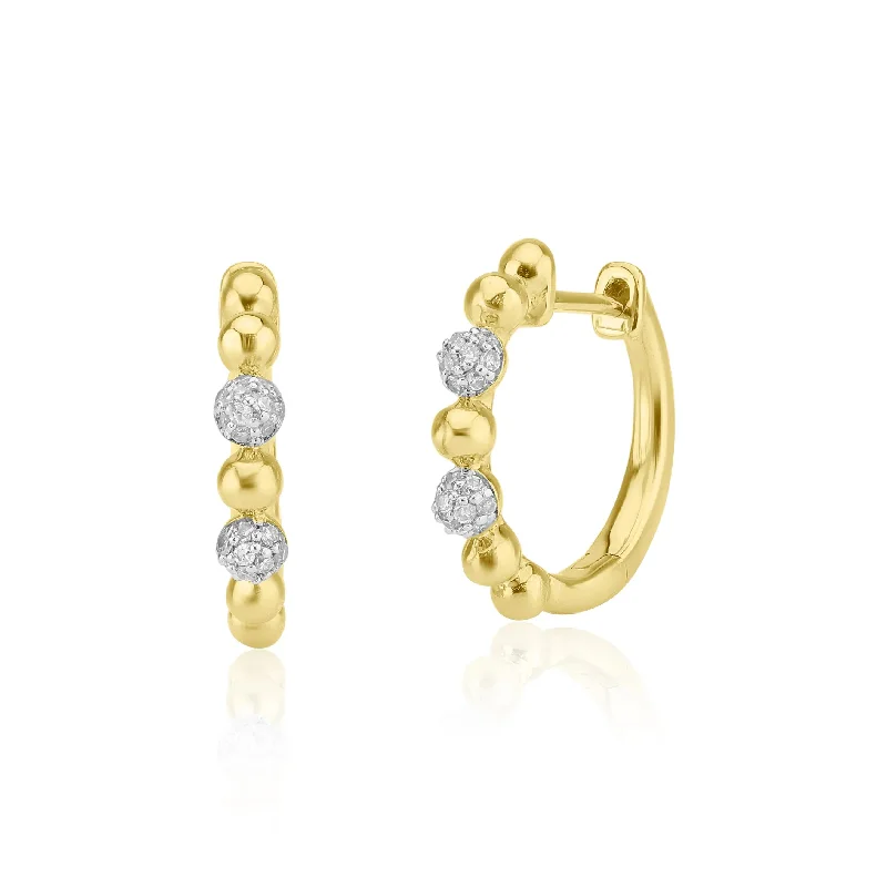 Trendy Earrings For Women’s Fashion-Pavé Beads Diamond Hoop Earrings