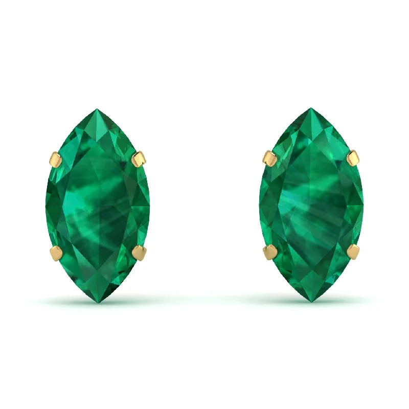 Oversized Earrings For Bold Statements-Hidden Halo Marquise Emerald Earrings - Journey No. 34