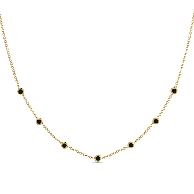 Minimalist Bezel Black Diamond Necklace - Liv No. 7