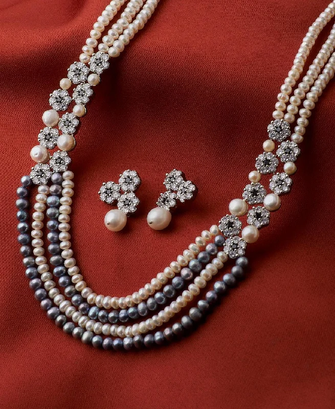 Floral Real Pearl Necklace Set