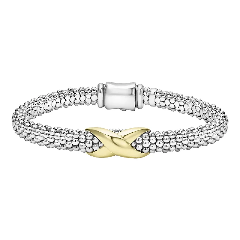 Timeless Tennis Bracelets For Bridal Glam-Two-Tone X Caviar Bracelet