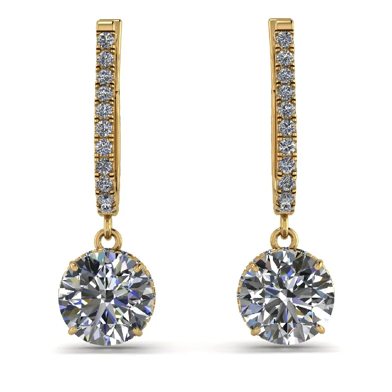 Sparkling Diamond Earrings For Special Occasions-Diamond Dangle Earrings With Hidden Halo - Adaline No. 1