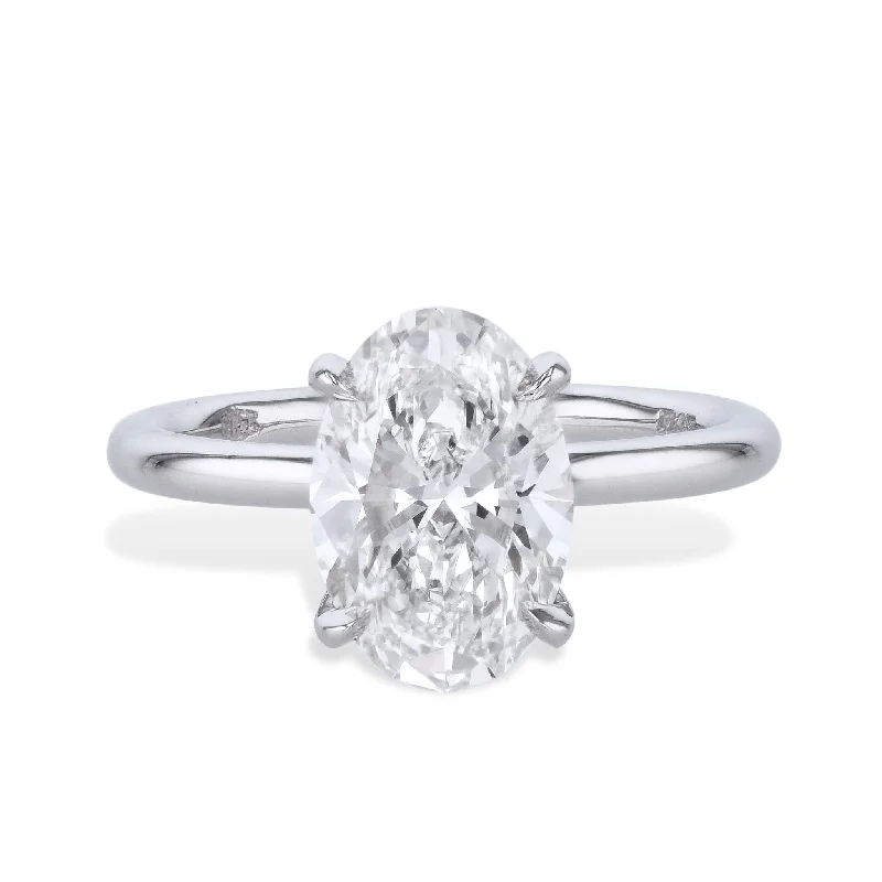 Gorgeous Engagement Rings For Stylish Brides-3.01ct Oval Shape Diamond Platinum Engagement Ring