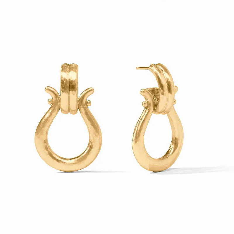 Elegant Gold Earrings For Fine Events-Saratoga Doorknocker Earrings