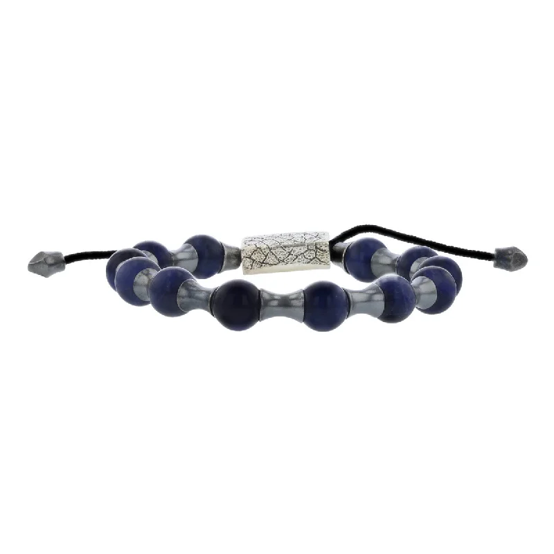 Beautiful Gemstone Cuff Bracelets For Fashion-Forward Style-William Henry Sterling Silver Lapis Lazuli Bead Bracelet