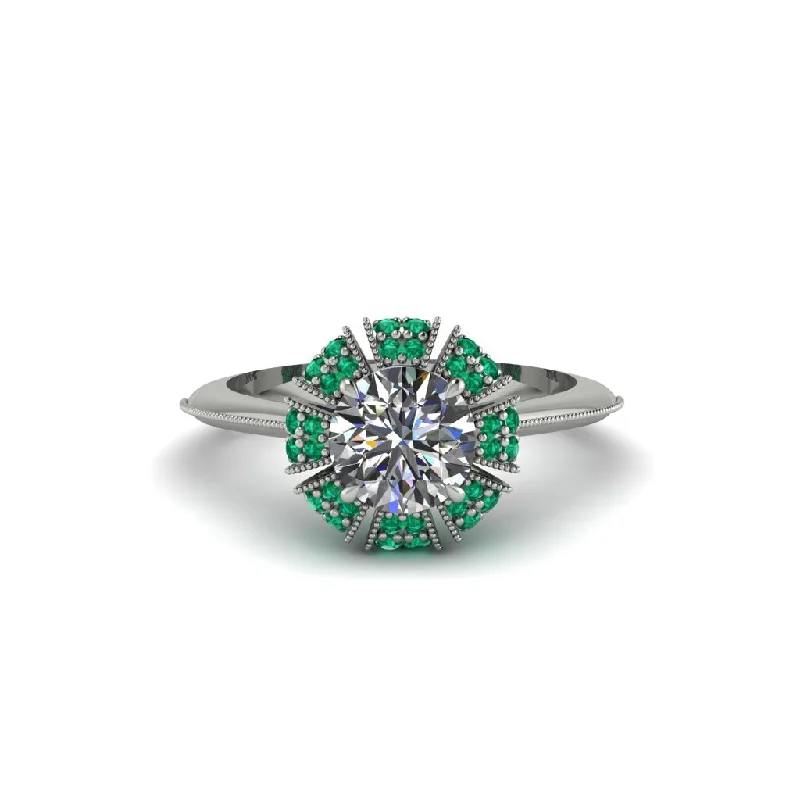 Luxury Engagement Rings For Memorable Proposals-Emerald Crown Halo Engagement Ring - Annie No. 18