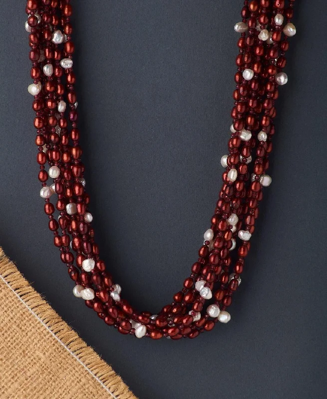 Graceful Maroon Pearl Necklace