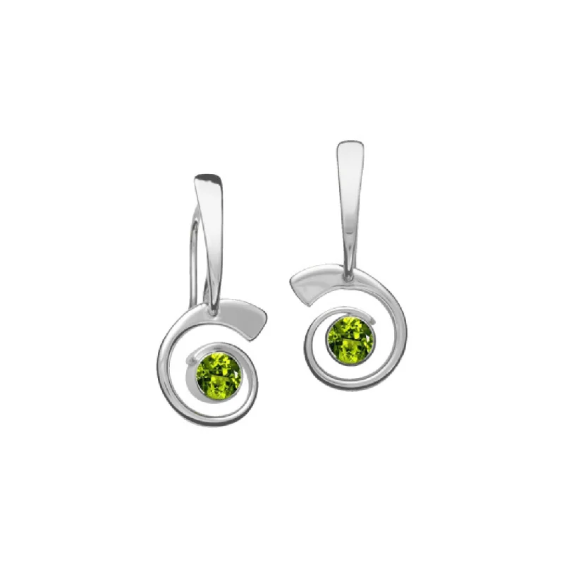 Beautiful Dangle Earrings For Night Parties-Faceted Peridot Nautilus Earrings