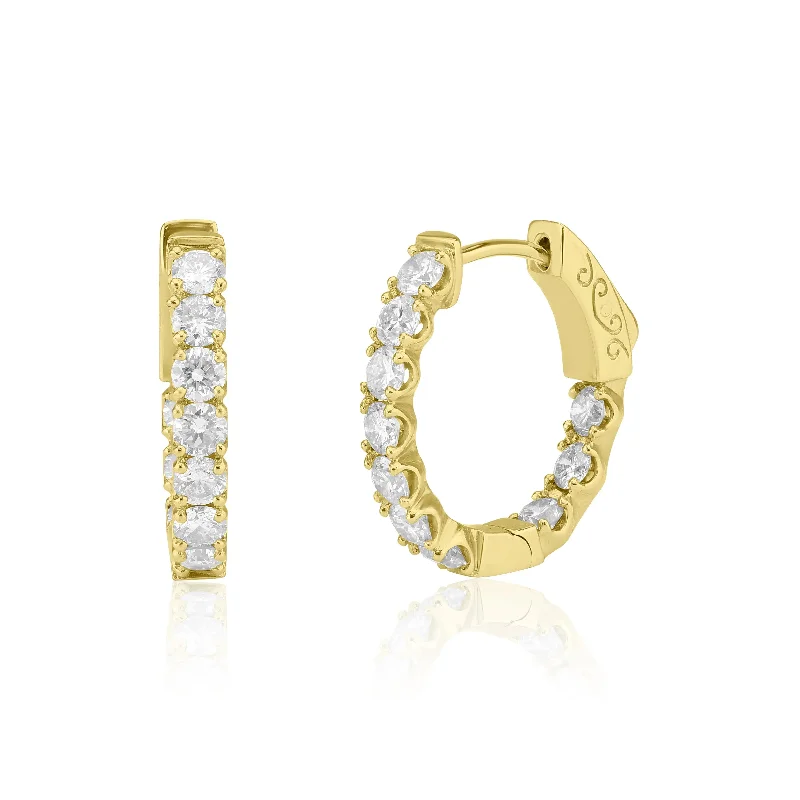 Sparkling Crystal Earrings For Elegant Events-Inside Out Diamond Hoop Earrings