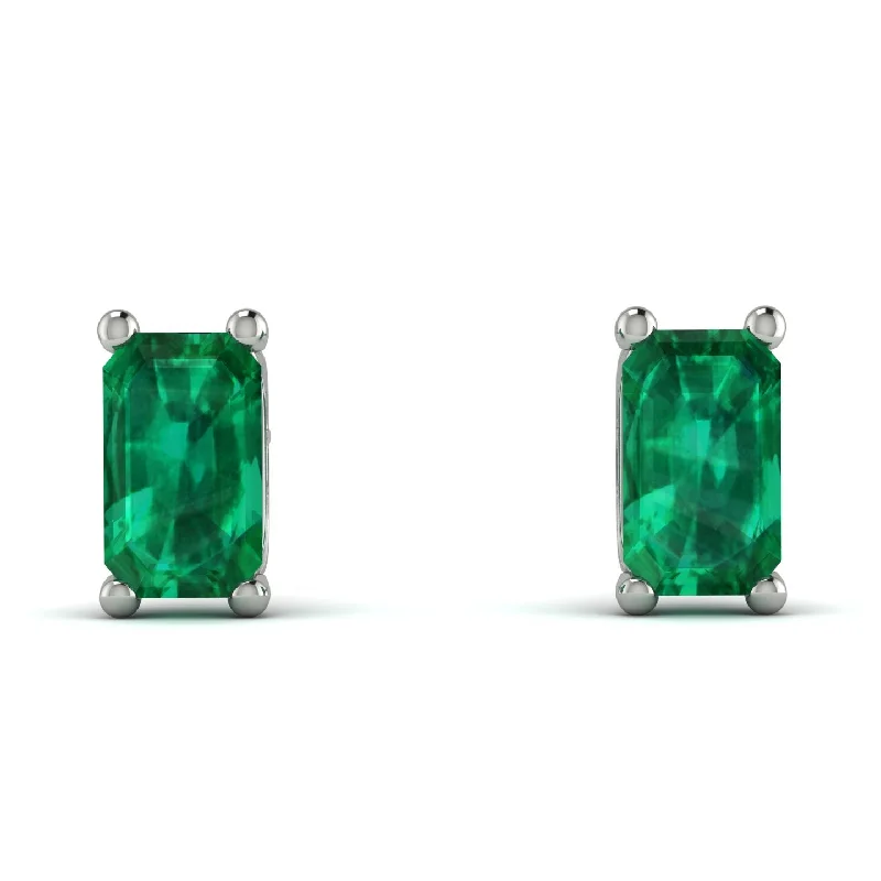 Custom Earrings For Wedding Day Gifts-Hidden Diamonds Emerald Cut Emerald Earrings - Angel No. 66