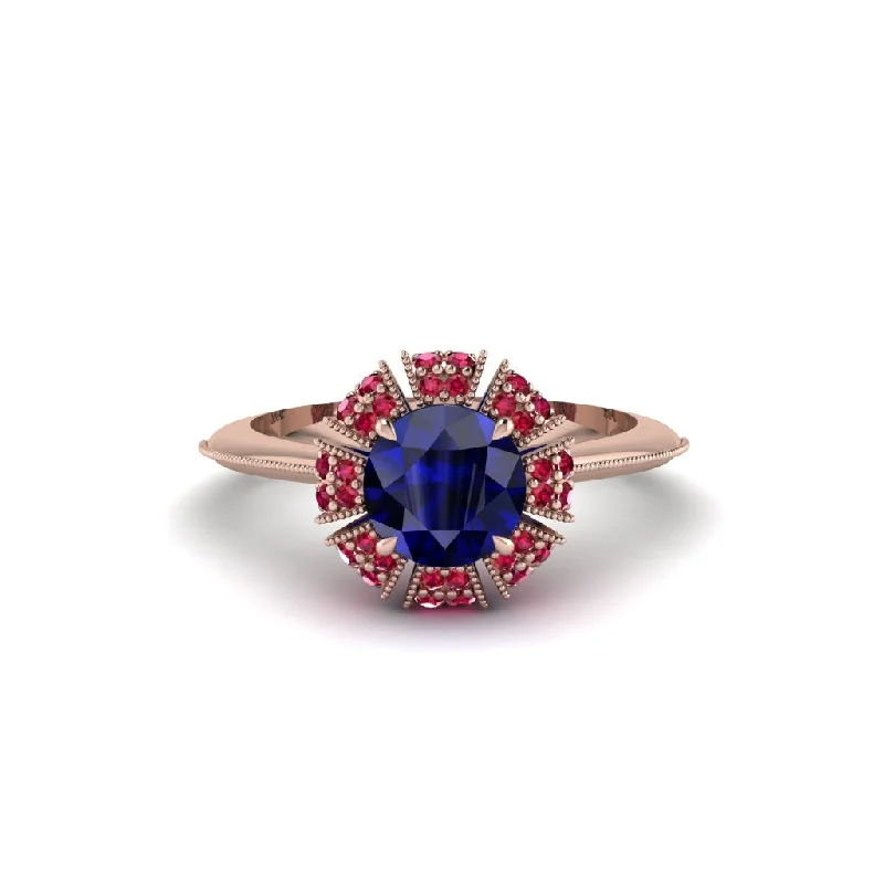 Beautiful Gemstone Rings For Bold Fashion-Ruby Crown Halo Engagement Ring - Annie No. 59