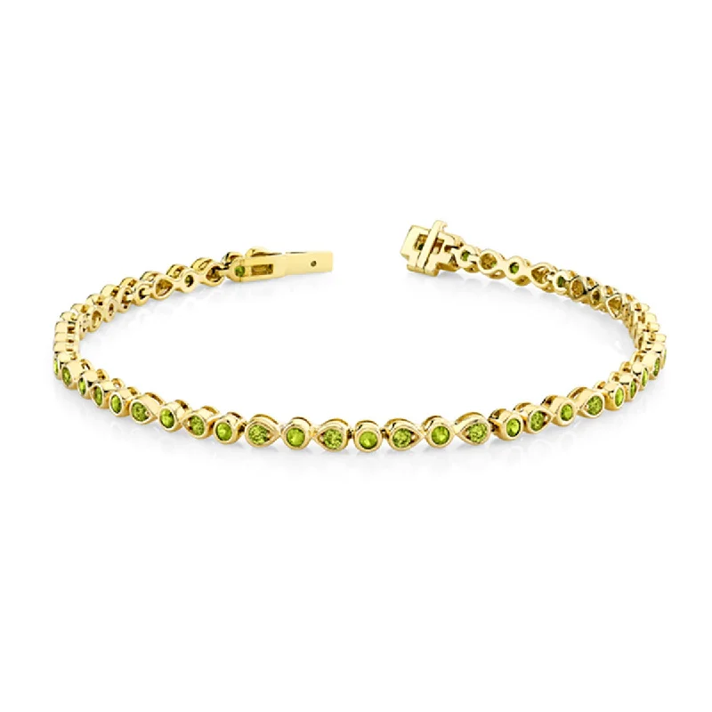 Custom Engraved Bracelets For Meaningful Gifts-Peridot 14K Yellow Gold Bracelet