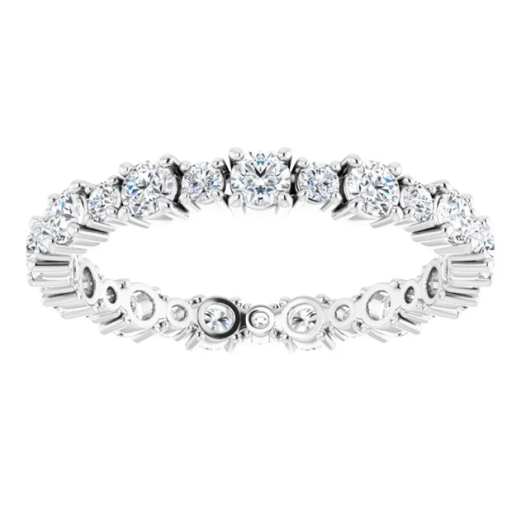 Sparkling Diamond Engagement Rings For Brides-14K White 1 1/5 CTW Lab-Grown Diamond Eternity Band Size 7