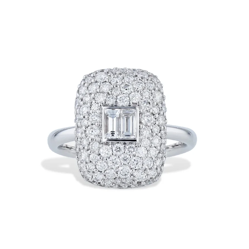 Classic Engagement Rings For Timeless Style-Diamond 18K White Gold Ring