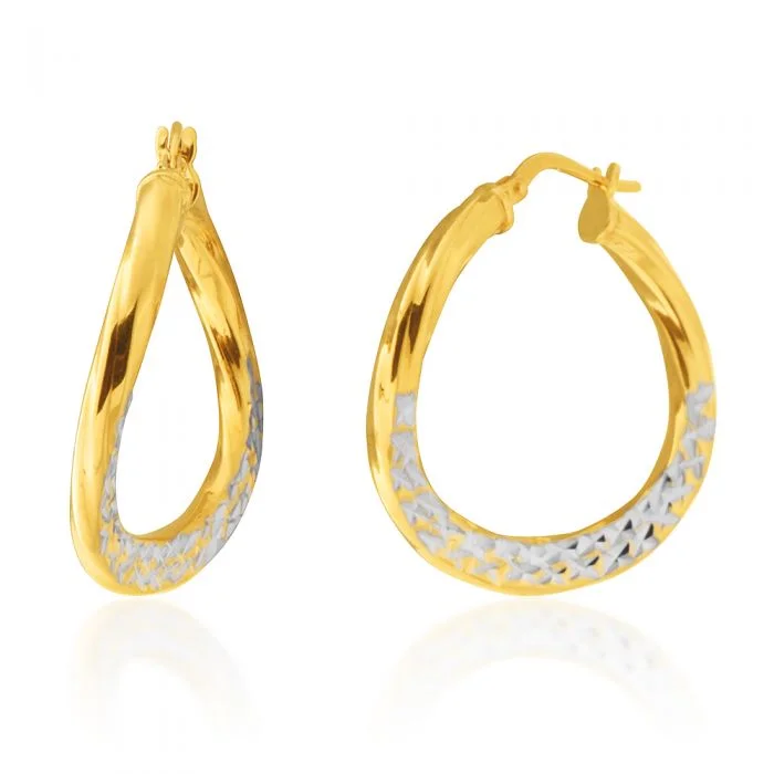 Sparkling Crystal Earrings For Night Glam-9 Carat Silverfilled 26mm Hoop Earrings