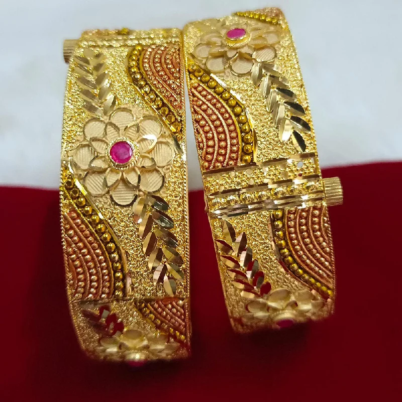 Luxury Multi-Stone Bangles For Fashion-Forward Brides-Pari Art Jewellery Forming Openable Bangles Set