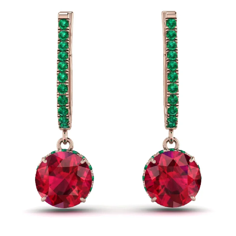 Classic Diamond Earrings For Elegant Style-Ruby Dangle Earrings With Hidden Halo - Adaline No. 26