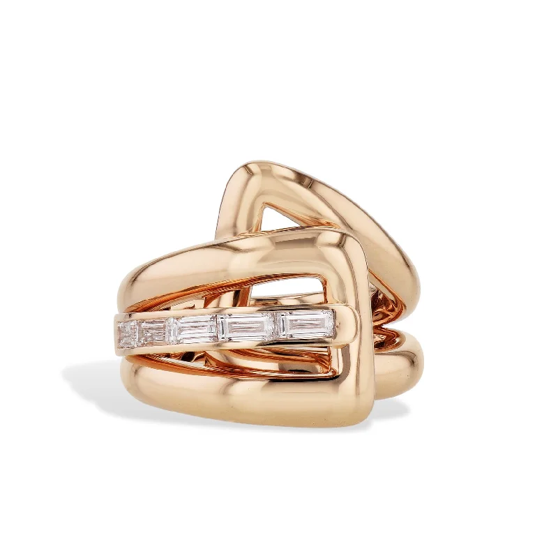 Elegant Rose Gold Rings For Elegant Fashion-6 Baguette Diamond Rose Gold Ring