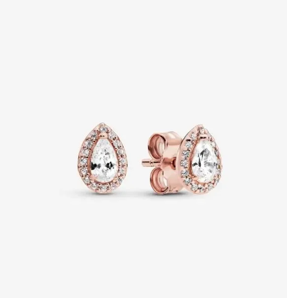 Fancy Earrings For Party Wear-Pandora Teardrop Halo Stud Earrings