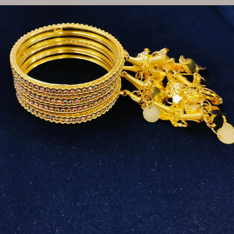 Custom Charm-Set Bangles For Personal Style-Pooja Bangles Gold Plated Austrian Stone Bangle Set