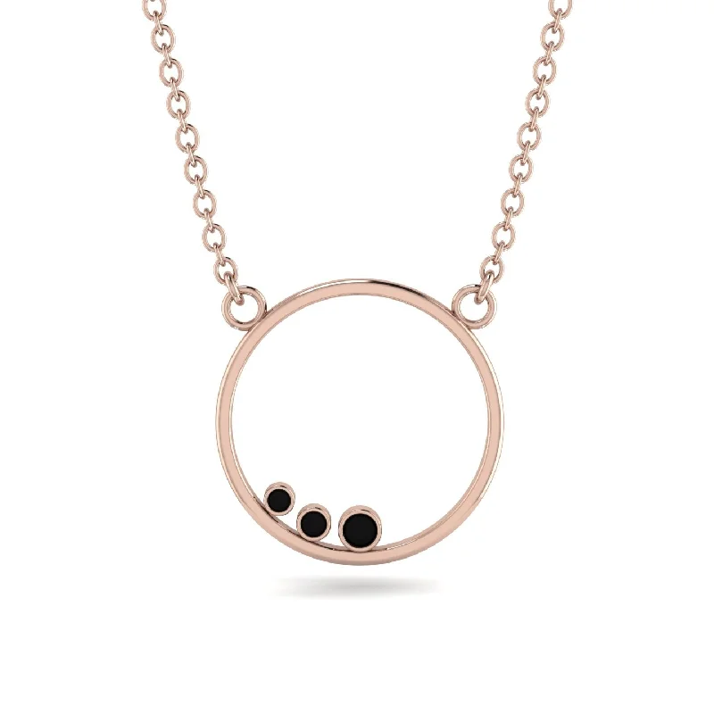 3 Black Diamond Round Necklace - Raina No. 8