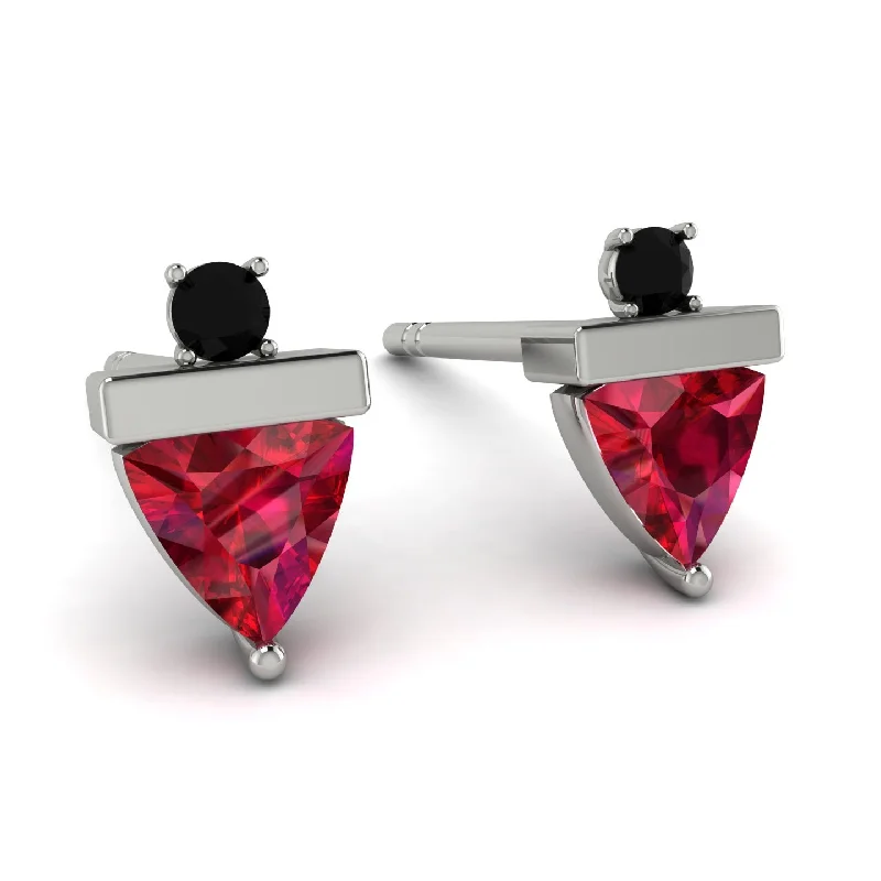 Elegant Resin Earrings For Artistic Touch-Triangle Ruby Earrings With Round Stone - Estella No. 42