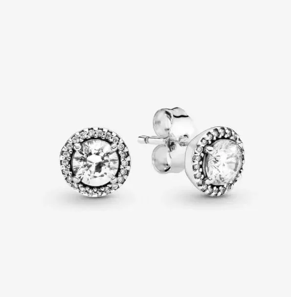 Artistic Drop Earrings For Bold Looks-Pandora Round Sparkle Stud Earrings